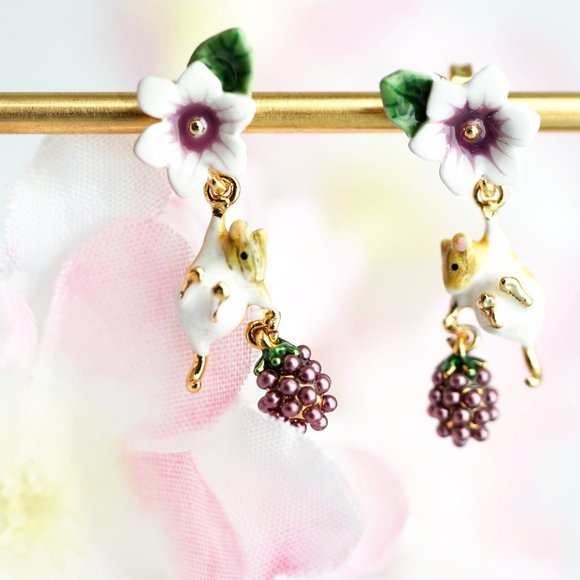 Bill skinner cute mouse and blackberry earrings - Picture 9 of 9